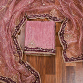 Glass Shimmer Baby Pink Unstitched Suit